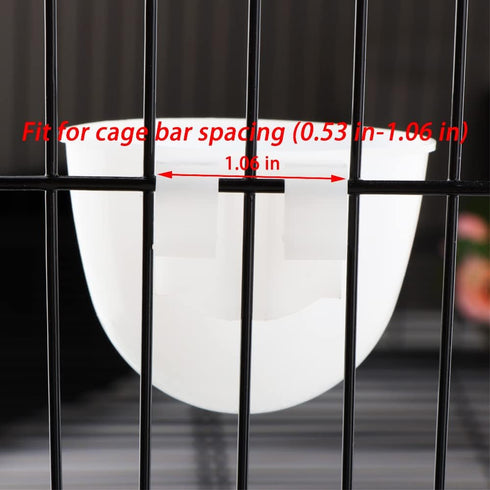 6 Pcs Mini Bird Food Bowl Feeder, Convenient Hanging Container for Parrots, Plastic Pigeon Bird Cage Dish (White)