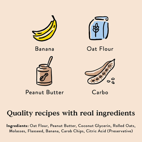 Bocce's Bakery PB Banana Chip Recipe Treats for Dogs, Wheat-Free, All-Natural Soft & Chewy Cookies, 6 oz