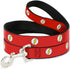 Buckle-Down Pet Leash with Flash Logo, Red/White/Yellow, 4 Feet Long, 1.5" Wide