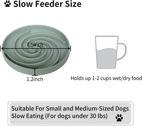 Dog Puzzle Bowl, Silicone Slow Feeder for Healthy Eating, Non-Slip Design, Dishwasher Safe (Grey Green)