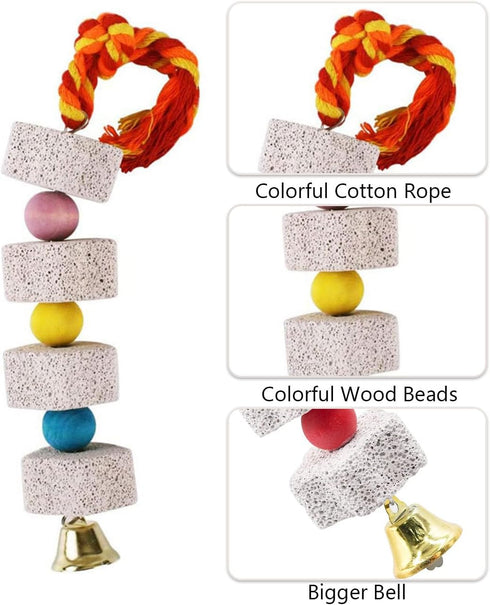 YOULJINTFA 2 Pcs Large Chicken Chewing Toy with Bell Chicken Coop Accessories Chick Beak Grinding Calcium Stone