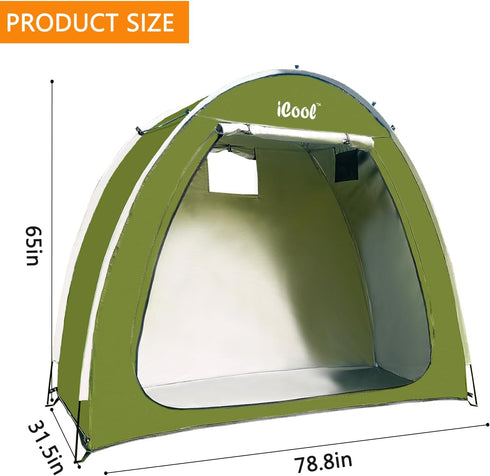 Outdoor Bike Covers Storage Shed Tent, Waterproof Fabric for 2 Bicycles or Tricycles