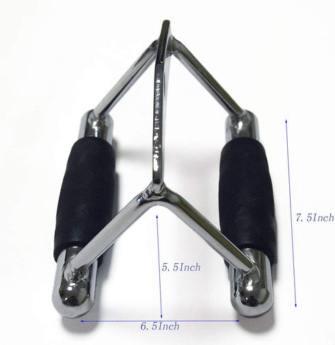 LAT Pull Down Bar, Deluxe Strength Training Single Double D Handle Tricep Rope, V-Shaped Rotating Straight Press Down