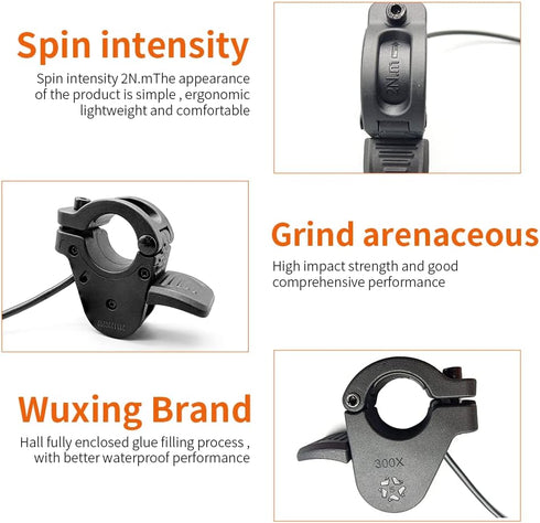 WUXING 300X Ebike Thumb Throttle, Right/Left Hand Quick Disassembly for 24V 36V 48V 60V 72V Electric Bicycle Accelerator