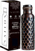 Pure Copper Water Bottle, 32oz Antique Black Diamond Ayurvedic Water Bottle with Lid for Hiking, Camping, Home, Office
