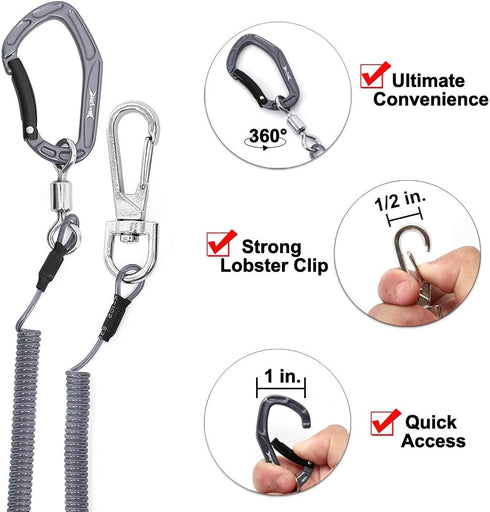HERCULES M4 Fishing Lanyard, Heavy Duty Retractable Coiled Tether for Fishing Rods, Pliers, Kayak Paddles