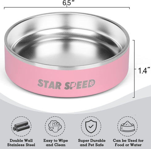 24oz Stainless Steel Dog Bowls with Rubber Bottom Non-Slip Double Wall Metal Outdoor Dog Food and Water Bowls Weighted Insulated Pet Feeding Bowl for Small,Medium Sized Dogs or Cats