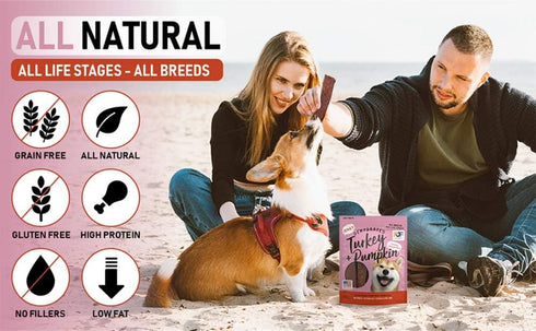 Pet Jerky Factory Turkey & Pumpkin 12 oz. Dog Jerky Treats | 100% Human Grade | USA Made | High Protein