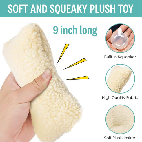 SPOT Vermont Style Fleece Bone Dog Toy, 9in, Soft Plushie for Medium Dogs & Puppies, Built-in Squeaker