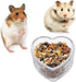 Hamster Transparent Glass Food and Water Dish - Cute Heart-Shaped Feeding Bowl for Hamster Hedgehog Small Pet