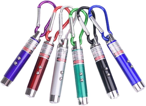 6 PCS Mini Keychain Laser Pointer - LED Flashlight Dog Cat Toy Remote Control
