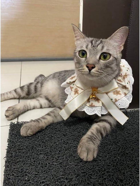 AOPET Stuffers Pet Christmas Sweet with Bell Bandana CostumeCat Dog Cute Lace Princess Saliva Towel Dog bib Scarf bib