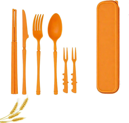 ZQtyf Straw Portable Travel Utensils with Case, Reusable Camping Utensil Sets for Lunch