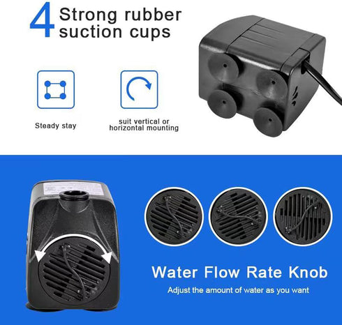 15W 1000L/H Submersible Fountain Water Pump - 12 Colorful LED Lights for Aquarium Fish Tank & Outdoor Fountain
