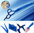 Safety Round-tip Scissors Set, Professional PET Dog Grooming Coated Titanium Scissors Suit for Cutting, Curved &