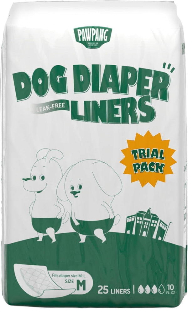 PAWPANG Disposable Dog Diaper Liners l Trial Pack (25 Count), Absorbent Inserts