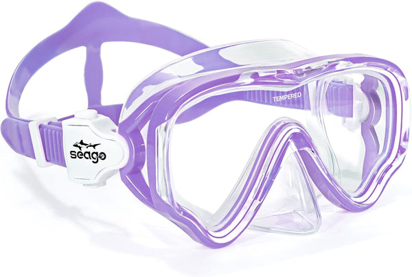 Seago Kids Swim Goggles Snorkel Diving Mask for Youth (5-15), Anti-Fog 180° Clear View