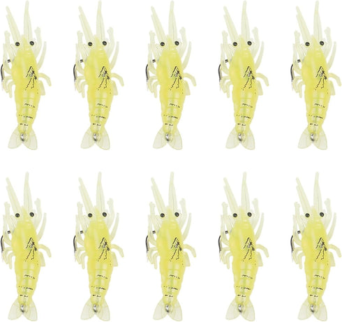FABULETTA Soft Shrimp Lures, Silicone Fishing Bait with Hooks, Realistic Saltwater and