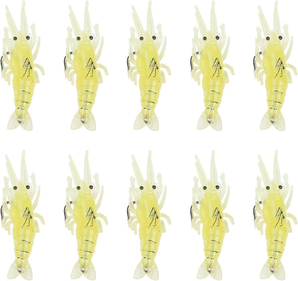 FABULETTA Soft Shrimp Lures, Silicone Fishing Bait with Hooks, Realistic Saltwater and