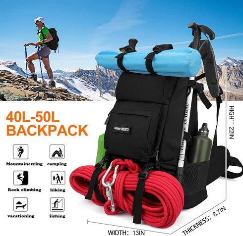 INOXTO 40L Hiking Backpack Camping Backpack with Waterproof Rain Cover for Men Women, Outdoor Daypack