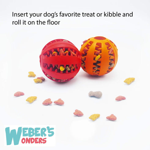 Weber's Wonders Set of 2 Paw Tricky Treat Ball - Dog Toy, Food Dispensing Non-Toxic Rubber Interactive Toy for Pets