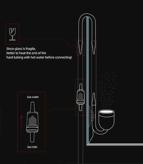 Aquarium Glass CO2 Diffuser Atomizer with Premium U Tube Check Valve and Suction Cup
