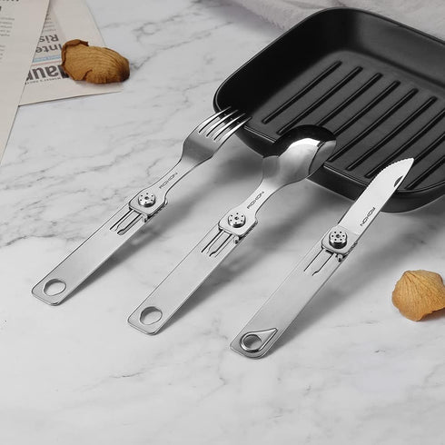 ROXON C1 3 in 1 Camping Utensils - Detachable Knife, Spoon, Fork for Outdoor Camping, Hiking