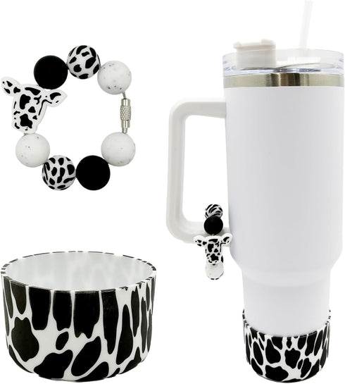 WAFOIRO Highland Cow Silicone Boot Tumbler Handle Decor Cow Print Water Bottle Accessories