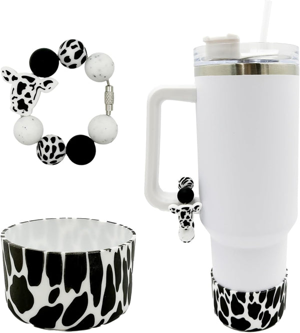 WAFOIRO Highland Cow Silicone Boot Tumbler Handle Decor Cow Print Water Bottle Accessories