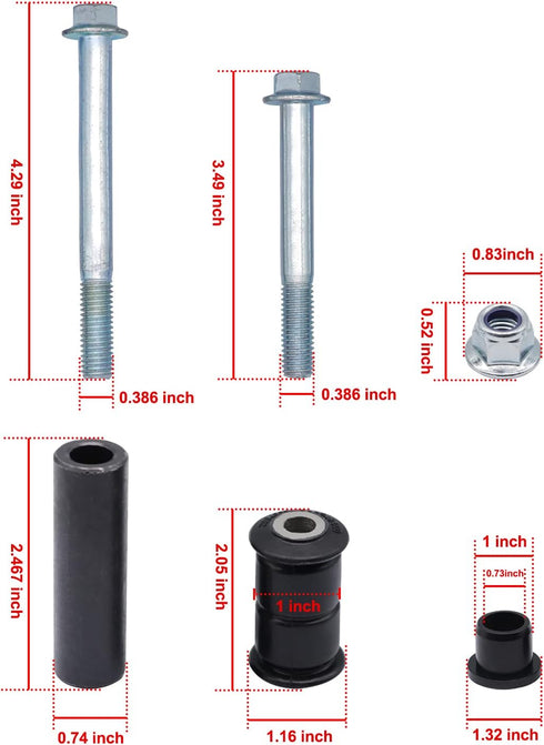 Golf Cart A Arm Suspension Bushing and Sleeve Kits for EZGO RXV #608086 601340 602085 601754 602415 600525