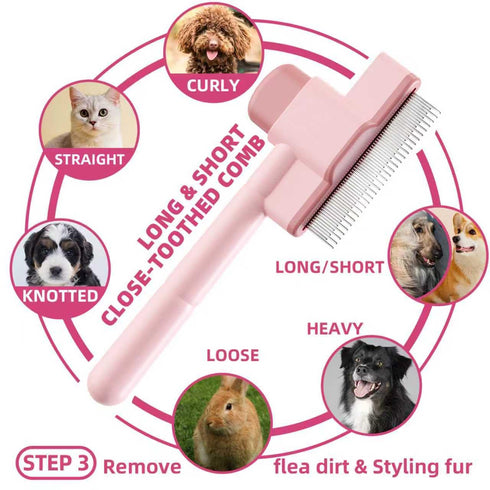 7 Set Pet Grooming Kit - PCS Deshedding Brush with Slicker, Undercoat Rake, Bath Brush & Nail Clipper for Short & Long