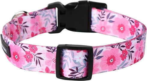 Maca Bates Designer Flower Pink Cute Dog Collar Spring Collars for Girl Female Para Perros Chihuahua Pitbull Birthday Gift for Small Medium Large Puppy