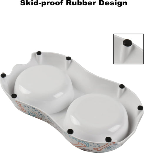 M&BGWPP Melamine Plastic Dog Food Bowl, Non Skid Base, 2-in-1 Removable Stainless Steel Pet Feeder Bowls for Dogs
