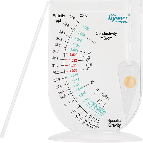 hygger Salinity Tester, Accurate Automatic Hydrometer for Fish Tank Pond Water, Sea Specific Gravity Test, Transparent