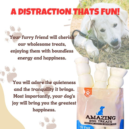 Amazing Dog Treats, Beef Cheek Rolls, Mega Thick 5-6", 8 Pcs, Safe Rawhide Alternative for Power Chewers.