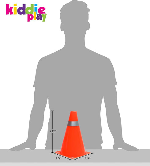 7 Inch (Set 12) Kiddie Play Traffic Cones Sports Soccer Drills Agility Training Orange Cones for Kids