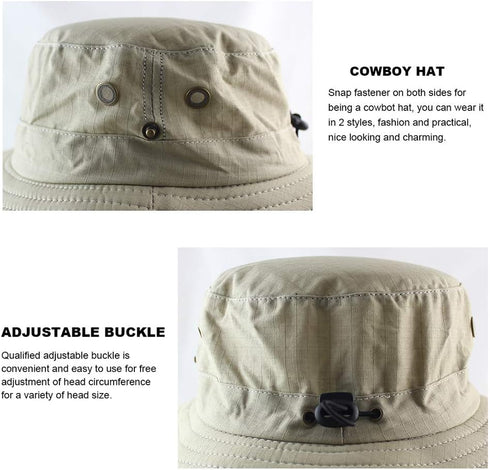 Peicees Super Wide Brim Sun Hat for Men and Women, Fishing Bucket Hat, Safari Cowboy Hat