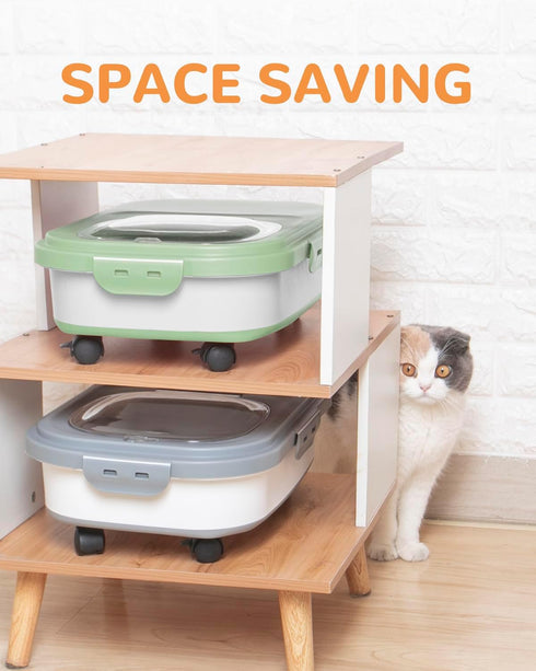 20-23Lbs Collapsible Dog Food Storage Container with Casters and Scoop, Travel Silicone Bowl - Keeps Dry Food Fresh