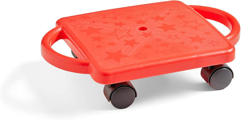 hand2mind Red Indoor Scooter Board with Handles, Sit Down Floor Scooter, Gym