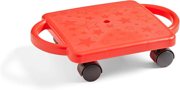 hand2mind Red Indoor Scooter Board with Handles, Sit Down Floor Scooter, Gym
