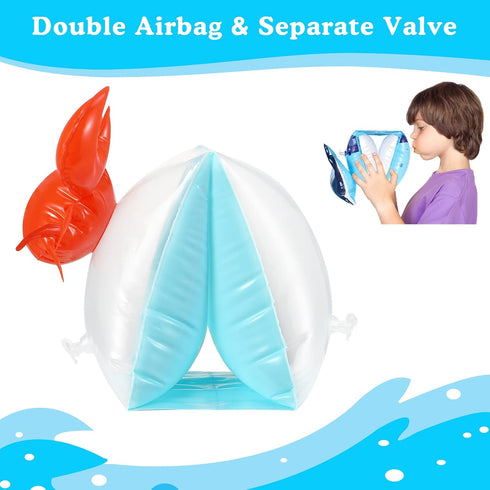 HeySplash Inflatable Armbands for Kids, Pool Arm Floatie Sleeves, Up to 55lbs, Aged 3-6