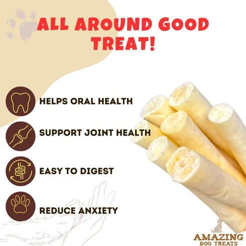 Amazing Dog Treats, 6 Inch Cow Tail Dog Chew, Thick, 10 Pcs/Pack, Premium Quality, Rawhide Alternative