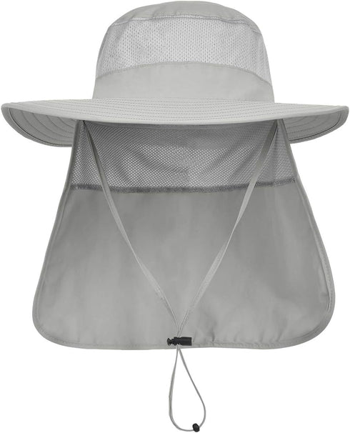IYEBRAO 2 Pack Men's UV Protection Sun Hat, Foldable Mesh Boonie Cap with Neck Flap for Fishing and Hiking