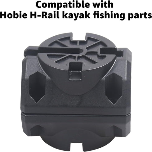 Kayak Rail Adapter - Compatible with Hobie H-Rail, Kayak Fishing Accessories (Black)