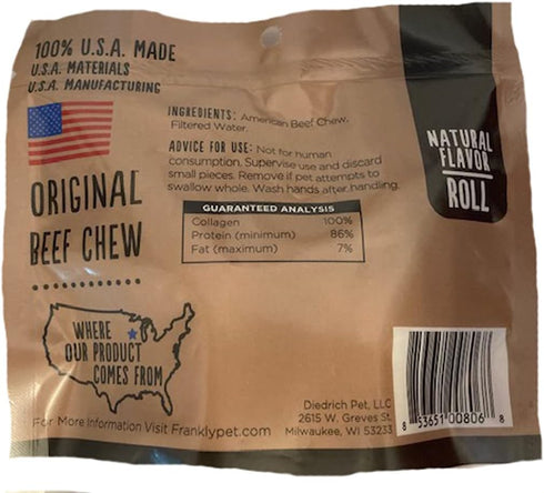 Frankly Beefhide Retriever Roll, 2 ct, 100% U.S.A Made, Certified Food Safety Standards