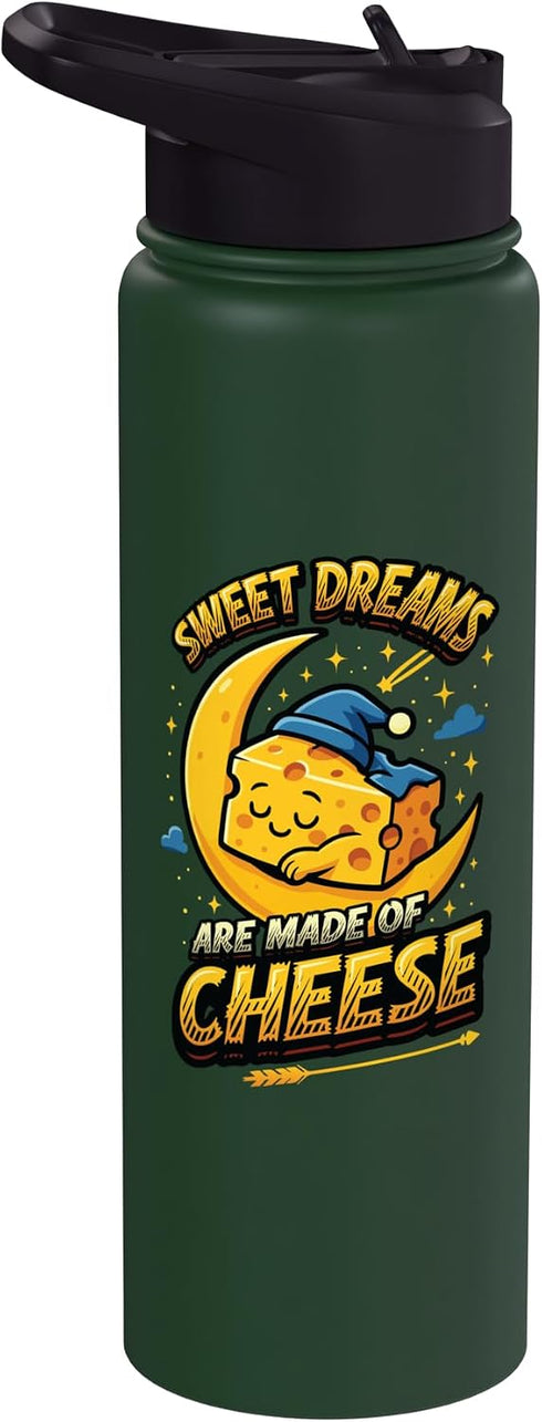 Funny Cheese Lover Sayings Sweet Dreams Are Made Of Cheese Funny Sleeping Stainless Steel Insulated Water