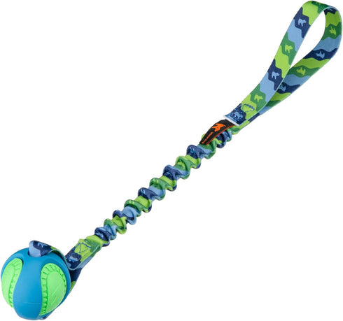 Tug-E-Nuff PowerBall Bungee Tug - Shock Absorbing Handle - Durable Ball Toy for Interactive Dog Training - 43cm (17