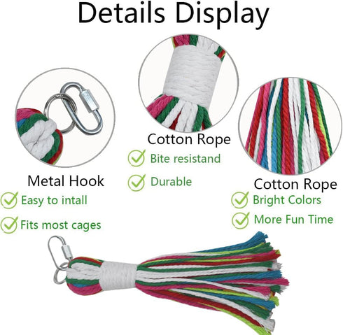 ASOCEA Pet Bird Parrot Colorful Cotton Rope Chew Toys for Cockatiels, Macaws, Parrots