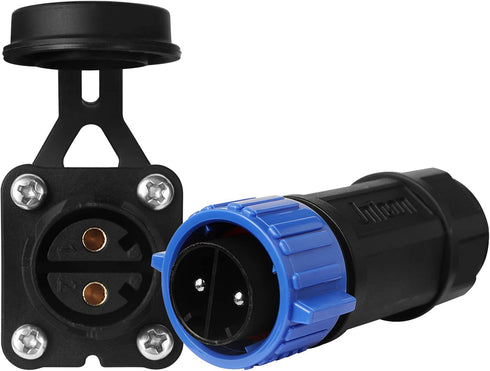 Trolling Motor Plug Receptacle Set, Waterproof Marine Boat DC Power Connector, 12V/24V/36V/48V, 2-Pack for Fishing