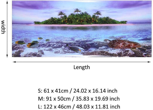 3D Effect Aquarium Fish Background Coconut Tree Beach Double-Sided Adhesive Wallpaper Decor (91 * 50cm)